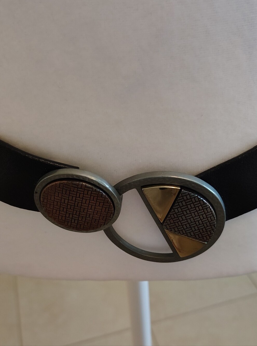 Chico's Black Adjustable Belt with Geometric Metal Buckle S/M